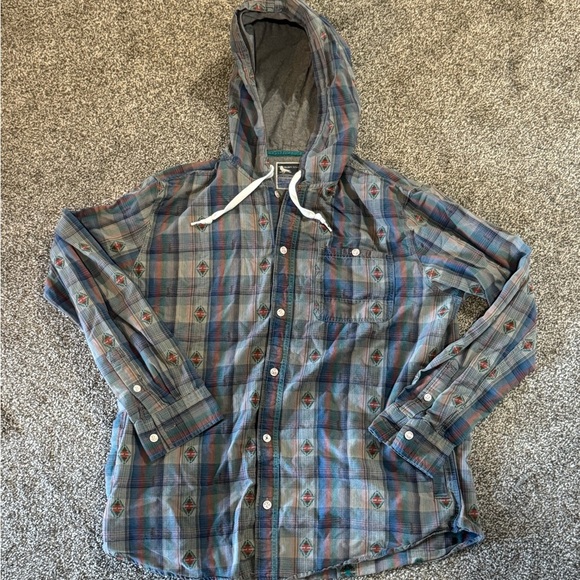 Modern Amusement Men’s XL Hoodie Shirt Jacket – Southwest Plaid Button Front - Picture 1 of 4